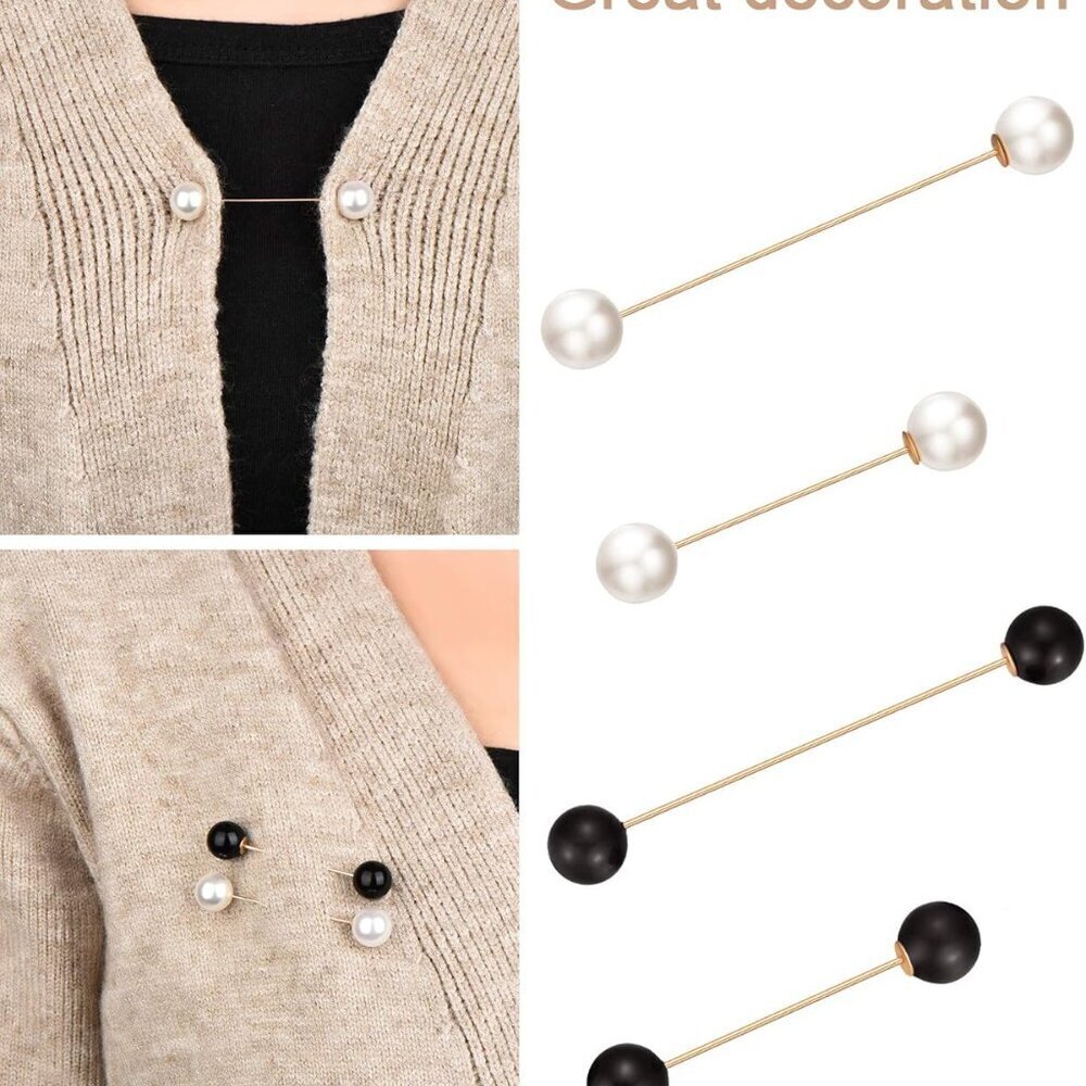 6 Pieces Women Brooch Pins Sweater Shawl Cardigan Collar Clips Retro Pea… - Picture 6 of 7